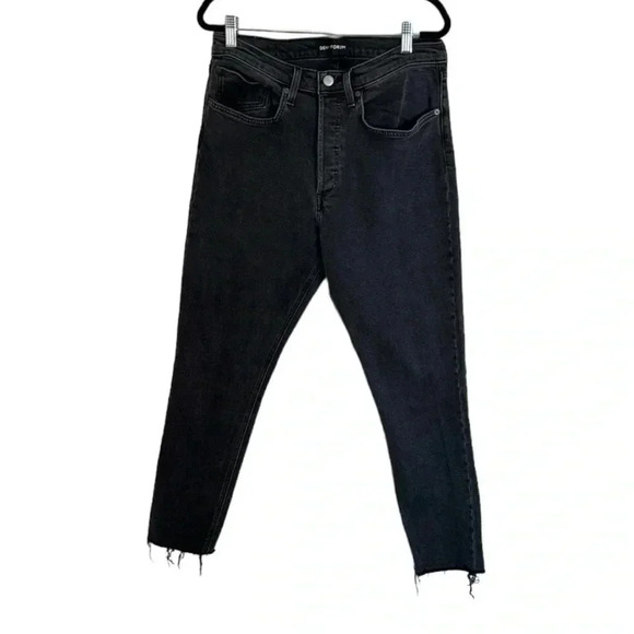 Denim Forum Aritzia The Yoko High Rise Slim Size 32 Button Fly Distressed - Picture 1 of 12